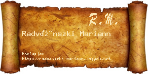 Radvánszki Mariann névjegykártya
